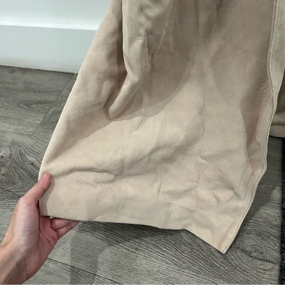 NWT Helsa 100% Genuine Suede Leather Beige Trench Coat Double Breasted size L - Picture 9 of 14